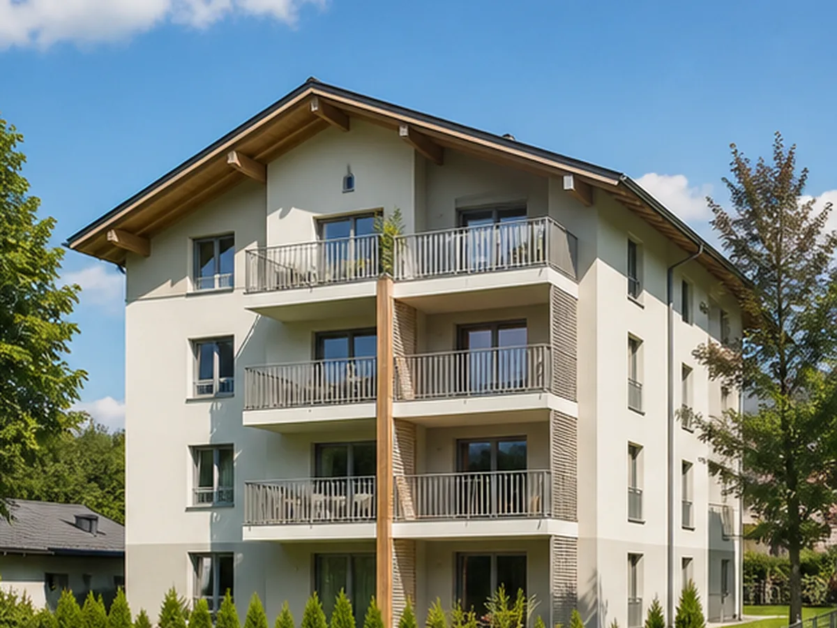 Mehrparteienhaus mit Balkonen in einer Freizeitregion